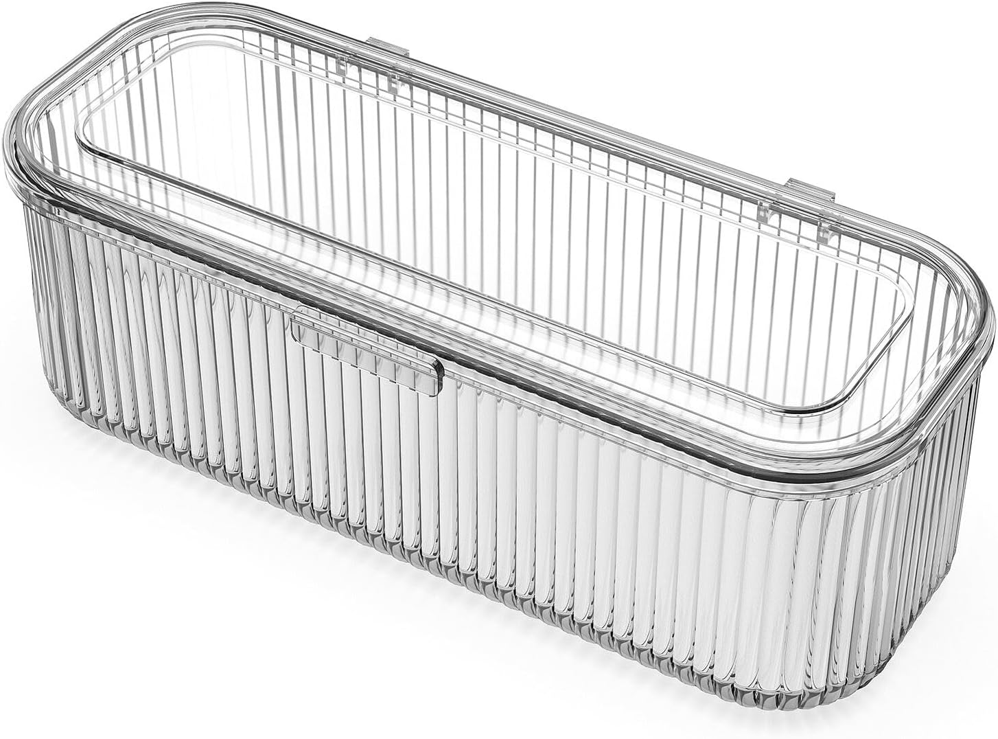 JessLab Makeup Brush Holder Organizer. Clear Makeup Sponges Organizer.Cosmetic Storage Case with Lid Display Case for Vanity. 1 Compartment (1 Pack)