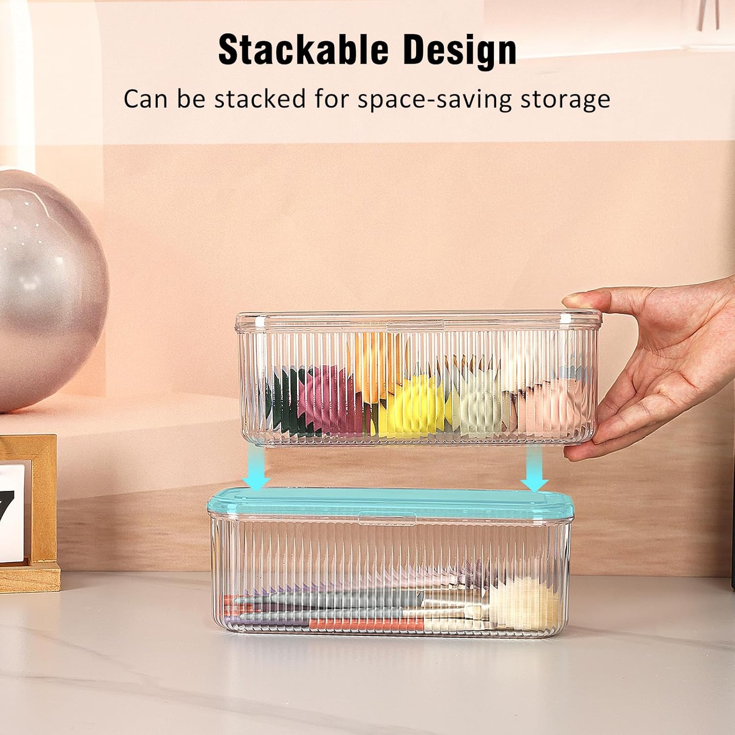 JessLab Makeup Brush Holder Organizer. Clear Makeup Sponges Organizer.Cosmetic Storage Case with Lid Display Case for Vanity. 1 Compartment (1 Pack)